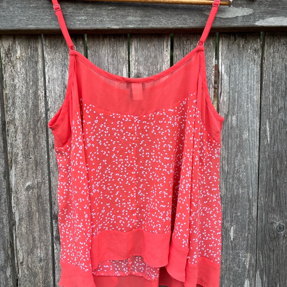 TORRID SIZE 1X CORAL DIAMOND PRINT CHIFFON TANK TOP Cami Top - Picture 5 of 11